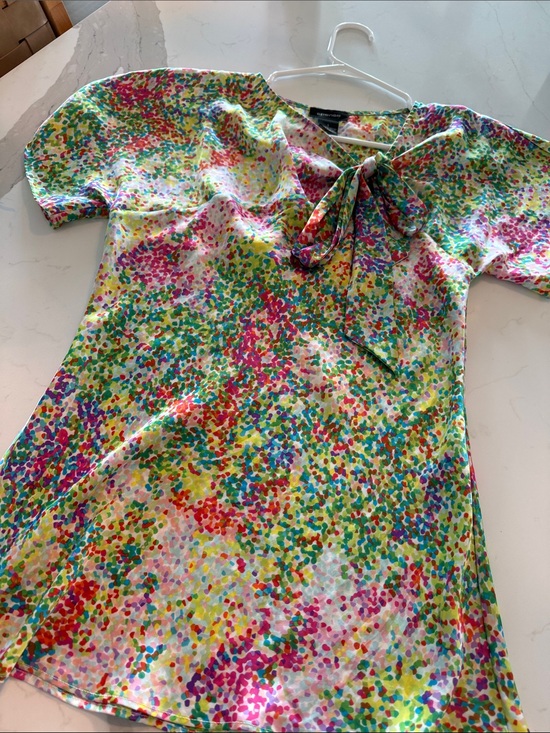 Spense Tops - Spense Multicolor Confetti Tie-Neck Blouse